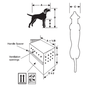 Berechnung der Maße für Transportbox für Hunde im Flugzeug